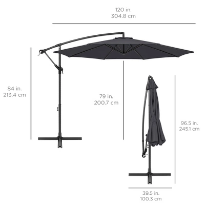 Best Choice Products 10ft Offset Hanging Outdoor Market Patio Umbrella W/ Easy Tilt Adjustment - Image 6