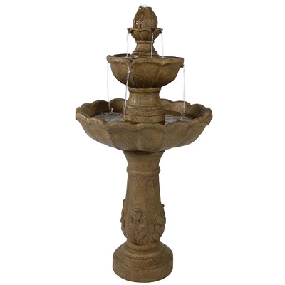 Sunnydaze Decor Sunnydaze 38"H Electric Resin 2-Tier Blooming Flower Outdoor Water Feature - Image 7
