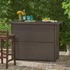 Trinidad Wicker Bar - Dark Brown - Christopher Knight Home