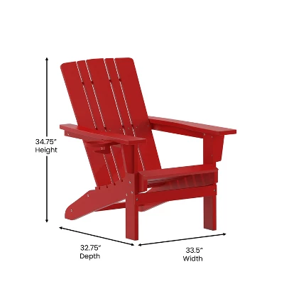 Flash Furniture Halifax Adirondack Chair With Cup Holder, Weather Resistant HDPE Adirondack Chair - Image 6
