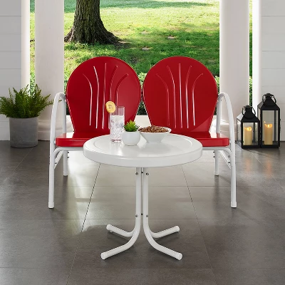 Griffith 3pc Outdoor Conversation Set - Red - Crosley - Image 2