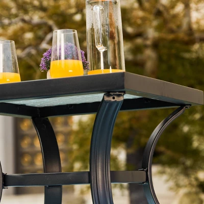 3pc Striped Steel Frame Patio Seating Sets Cream - Lokatse - Image 6