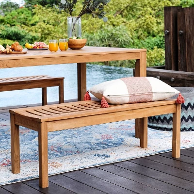 Chester Outdoor Teak Wood Backless Bench - Cambridge Casual - Image 6