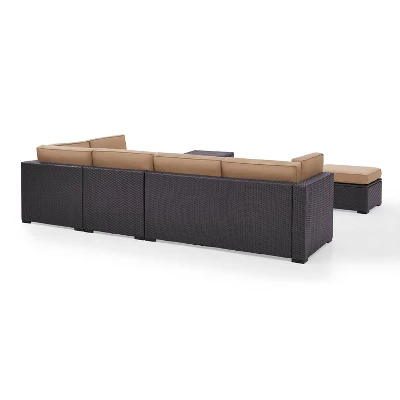 Biscayne 6pc Outdoor Wicker Sectional Set - Mocha - Crosley - Image 6