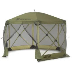 CLAM Quick Set Escape 12 X 12 Foot Portable Pop Up Outdoor Camping Gazebo Canopy Shelter Tent With Carry Bag And Wind Panels (2 Pack), Green