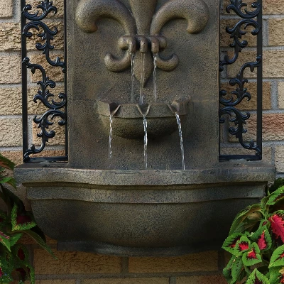 Sunnydaze Decor Sunnydaze 33"H Electric Polystone French Lily Design Outdoor Wall-Mount Water Fountain - Image 5