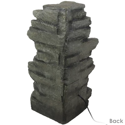 Sunnydaze Decor Sunnydaze 38"H Electric Polyresin And Fiberglass Stacked Shale Waterfall Outdoor Water Fountain With LED Lights - Image 10