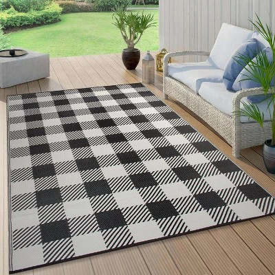 World Rug Gallery Buffalo Plaid Reversible Plastic Outdoor Rugs - Image 8
