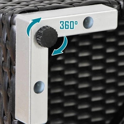 7pc Wicker Patio Conversation Set With Pillows & Cushions - Espresso/Blue - GODEER - Image 4