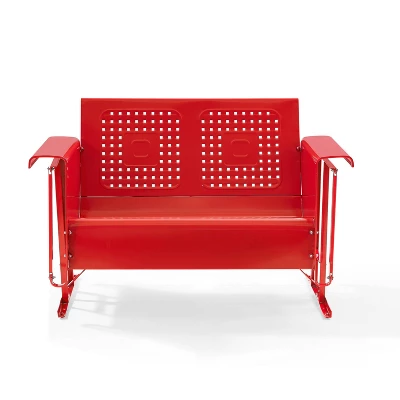 Bates Outdoor Loveseat Glider - Bright Red - Crosley - Image 5