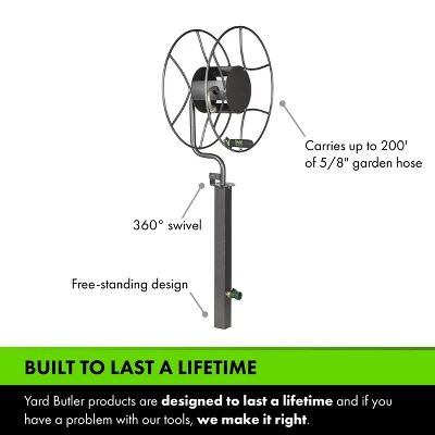 Yard Butler Free Standing Swivel Hose Reel - Water Hose Caddy For Yard Or Garden - Freestanding Metal Outdoor Water Pipe Stand - Image 3