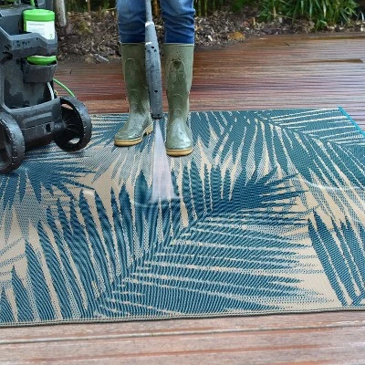 World Rug Gallery Tropical Floral Reversible Plastic Outdoor Rugs - Image 9