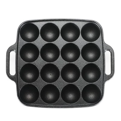 COMMERCIAL CHEF Cast Iron Cookware Aebleskiver Pan With 16 Cake Pop Mold Openings - Image 2