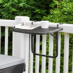Parksville Rattan Foldable Balcony Table - Black - CorLiving