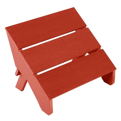 Italica 3pc Set With Modern Adirondack Chair, Side Table & Folding Ottoman - Rustic Red - Highwood - Image 3